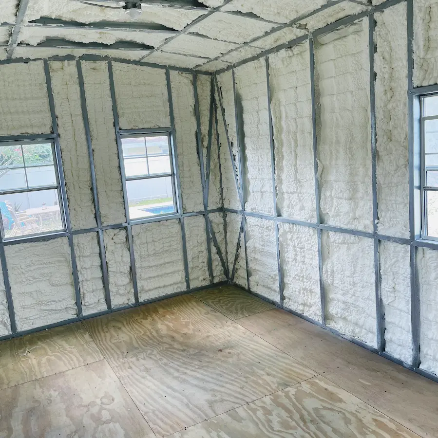 Closed-cell spray foam insulation applied to wall cavities in a residential project in Atascadero